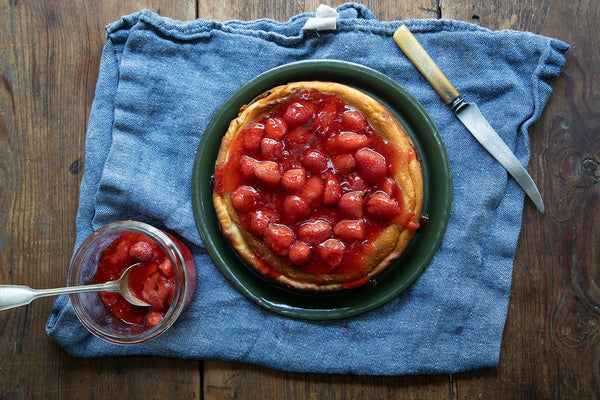 Baked Cheesecake with Quick Strawberry Compote