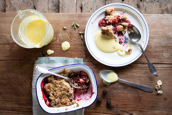 Apple & Blackberry Crumble and Cardamom Custard