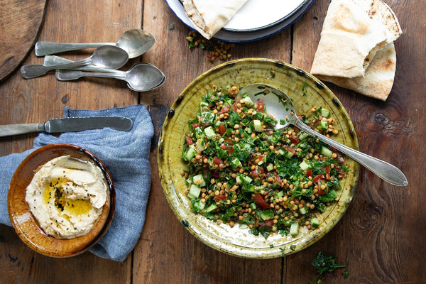 Lentil Tabbouleh & Homemade Hummus